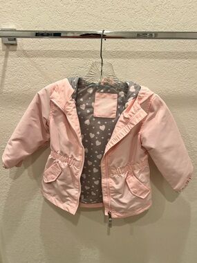 wonder nation Pink Hooded Raincoat with Heart Lining